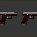 Two Silver Metal Pistols With Brown Wooden Grips And Sleek Design Features