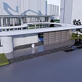 Modern Curved Sales Office Building With Open Courtyard And Glass Facade