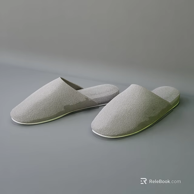 Soft Gray Knitted Slippers with Simple Design for Comfortable Home Wear 3d model 