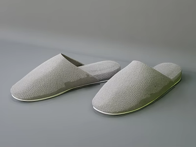 Soft Gray Knitted Slippers with Simple Design for Comfortable Home Wear 3d model
