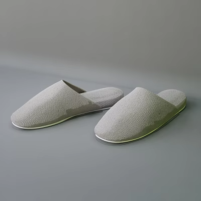 Soft Gray Knitted Slippers with Simple Design for Comfortable Home Wear 3d model