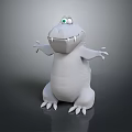 Cartoon Crocodile Game Movie Character 3D Model Featuring Big Eyes Open Mouth And White Design