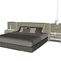 Modern Double Bed With Upholstered Headboard Bedside Tables And Decorative Pillows 3d model