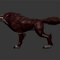 Low Poly Red Wolf Character Fierce Sharp Teeth 3D Model Design