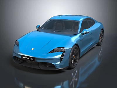 Blue Porsche Taycan Electric Sports Car With Sleek Design And Modern Look 3d model