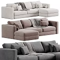 Comfortable Sectional Sofa With Plush Pillows And Cozy Blanket For Living Room Design
