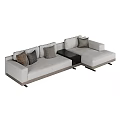 Modern Light Gray Double Sofa With Decorative Pillows And Small Coffee Table 3d model