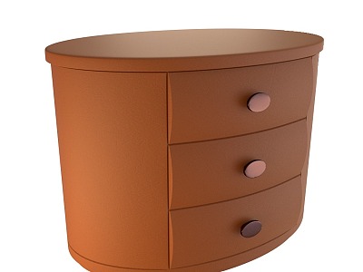 Italian Style Bedside Table Round Simple Small Apartment Bedside Cabinet Light Luxury Solid Wood Large Drawer Leather Art Cabinet model