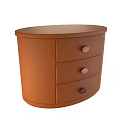 Italian Style Bedside Table Round Simple Small Apartment Bedside Cabinet Light Luxury Solid Wood Large Drawer Leather Art Cabinet 3d model