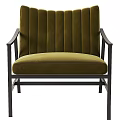 Olive Green Velvet Accent Chair With Black Metal Frame And Modern Design
