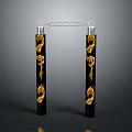 Traditional Nunchucks With Black Handles And Golden Dragon Patterns Connected By Silver Chain