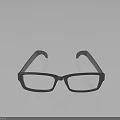 Modern Black Rectangular Glasses Frame Placed On Sleek Reflective Surface 3d model