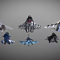 Fighter Jet Models Featuring Various Designs and Different Color Variations Together 3d model