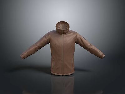 Brown Hooded Jacket With Full Sleeves Stylish Casual Design For Daily Wear 3d model