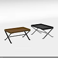 Modern Stylish Side Tables With Wooden And Black Tops And Metal Frames