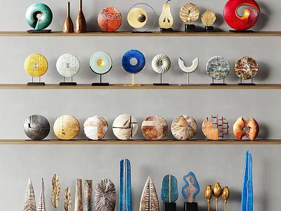 Modern Colorful Decorative Ornament Sets With Various Shapes For Home Shelf 3d model