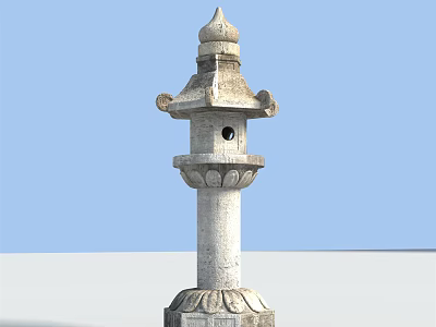 Traditional Multi Tiered Stone Outdoor Lantern With Pagoda Top And Hollowed Design 3d model