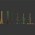 Various Plant Models with Tree Trunks Branches Green Leaves and Grass Elements