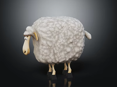 Cute Cartoon Sheep Character With Fluffy White Wool And Black Hooves 3d model