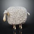 Cute Cartoon Sheep Character With Fluffy White Wool And Black Hooves