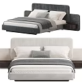 Stylish Double Bed Designs With Upholstered Headboards White Pillows Gray Throws And Nightstands