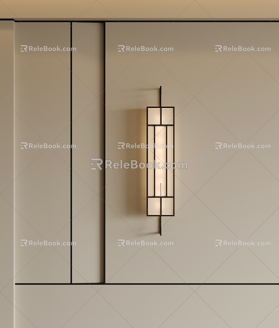 New Chinese style wall lamp wrought iron wall lamp 3d model