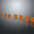 Multiple Orange Wooden Storage Units In Different Styles Arranged On Gray Background 3d model