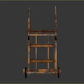 Three Vintage Hand Trucks Gray Green Orange Metal Frames Wheels And Platform Bases