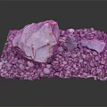 Natural Stone Display With Large White Stone And Small Pebbles On Dark Background