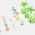 Colorful Garden Plants With Various Flowers In Pink Yellow Blue Purple And Green Leaves