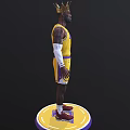 Man Wearing Yellow Lakers Jersey Number 23 With Golden Crown Holding Basketball