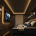 Modern SPA Sauna Interior Design With Comfortable Loungers TV Screen And Ambient Lighting