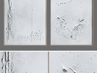 White Abstract Textured Art Paintings With Minimalist Design For Wall Decor 3d model