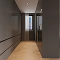 Modern Built in Wardrobe Design With Dark Panels Wooden Floor And Mirror Doors