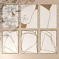 Modern Wall Decor With Geometric Patterns Wooden Frames And Abstract Lines In Neutral Tones