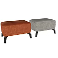 Modern Style Ottoman With Woven Texture Orange And Light Gray Colors And Black Legs