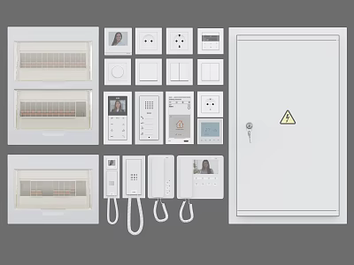 Various Switch Panels Including Socket Combinations Display Control Units And Distribution Boxes 3d model