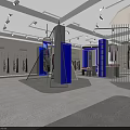 Modern Clothing Store Interior With Round Display Tables Mannequins And City View Windows