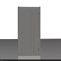 White Arched Top Door With Vertical Panels And Silver Handle Design 3d model