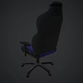 Blue And Black Fabric Gaming Chair With Adjustable Backrest Armrests And Wheels