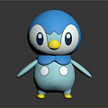 Cartoon Blue Penguin Character With Big Eyes Yellow Beak And White Chest Patterns