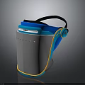 Blue And Gray Safety Face Shield With Transparent Visor And Black Headband