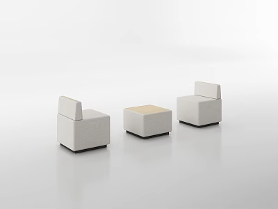 White Casual Sofa Set With Minimalist Design And Modular Fabric Components 3d model