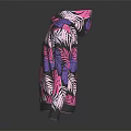 Fashionable Hooded Sweatshirt With Vibrant Leaf Pattern In Pink Purple White Colors