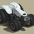 Modern White Agricultural Tractor With Large Black Tires And Sleek Design
