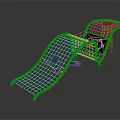 Children's Playground Equipment With Pink Frame Curved Slide And Net Climbing Structure