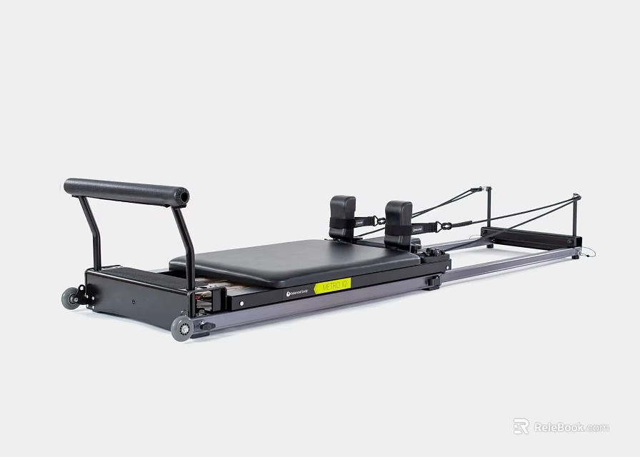Professional Black Pilates Reformer Home Gym Workout Equipment With Sliding Platform And Spring System 3d model 