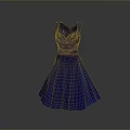 Stylish Dark Blue Sleeveless Dress With Cinched Waist And A Line Skirt For Daily Wear