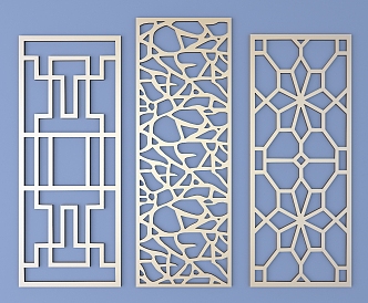 Chinese-style openwork window pane lattice openwork carved flower 3d model