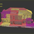 Red Building Model With Red Roof Windows Door And Snow Reflection On Base